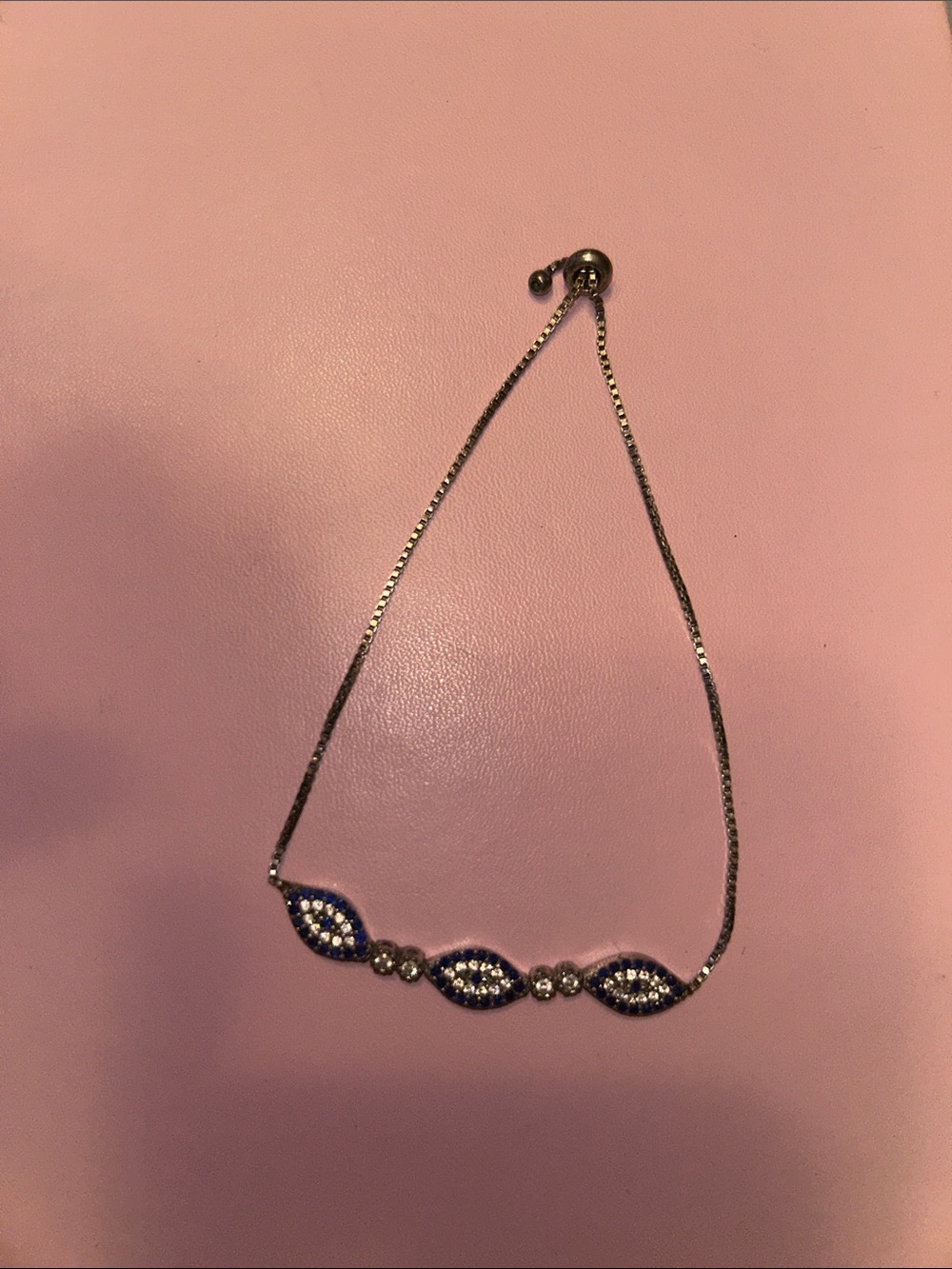 Evil Eye Silver-Tone Blue Crystal Marquise Bracelet